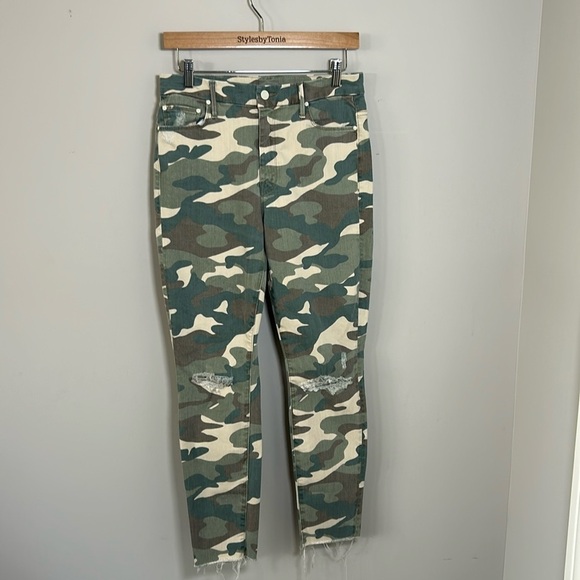 MOTHER High Waisted Looker Ankle Fray See Me Stretch Camo Green Sz 29 - Picture 4 of 16